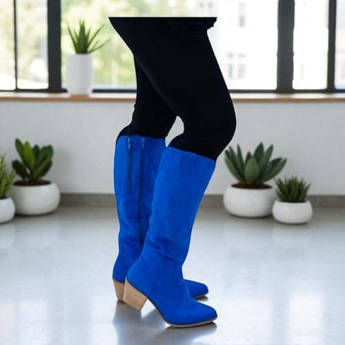 Pierre Dumas Womens Cowboy Boots Pull On Zipper Chunky Heel Pointed Toe Embroidered Western Cowgirl Knee High Boots Girls Tall Boot2