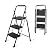 3 Step Ladder, Portable Steel Folding Step Stool with Wide Anti-Slip Pedal & Convenient Handgrip, 500lbs Sturdy Steel Ladder, Black