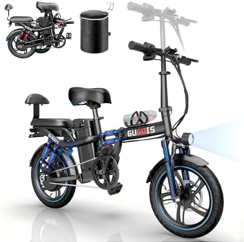Rakowe Electric Bike for Adults, 750W/1000W Peak Motor with Max 45/60Miles PAS Range & 28/32MPH EBike, 16" Folding Electric Bicycles with 720/960Wh Removable Battery