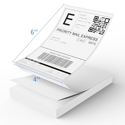 Image of RONGTA 4x6 Thermal Labels, Fanfold Shipping Label Compatible with Thermal Printers,Clear Printing,Permanent Adhesive,100 Sheets per Stack (White 4x6, Size: 1 Stacks | 100 Labels)