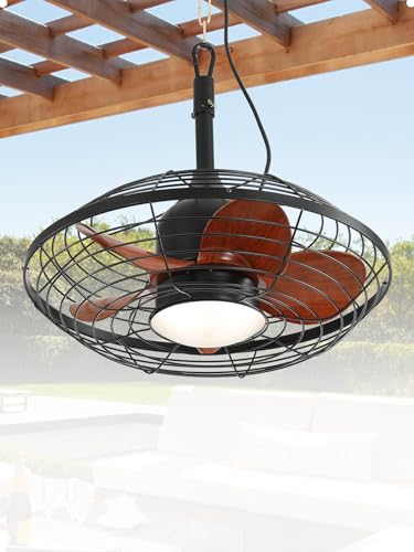 Sofucor 51cm Ventilador de Techo con Luz Impermeable IP65, 6 Velocidades, Mando, Temporizador, Motor DC, LED Silencioso Ventilador Techo con Lampara para Salon