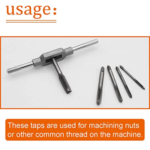 Image of 6pcs Metric ​Thread Machine Taps Set Metric Tap Set Tap Wrench Set Screw Thread Plug Taps ​M3 M4 M5 M6 M8 with 1 /16-1 /4'' Adjustable Tap Wrench O-032