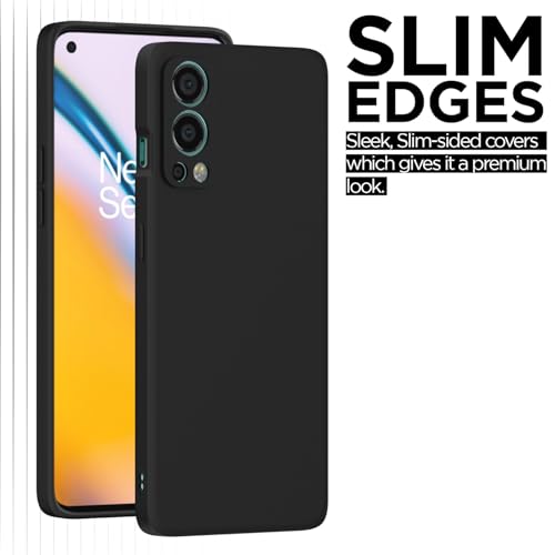 Image of Outlouders Back Cover for Oneplus Nord 2 5G | Camera Protection | Durable Soft Matte Silicone Bumper Case (Black)