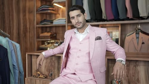 Mens 3 Piece Linen Suits for Beach Wedding Slim Fit Formal Suit for Men Business Casual3