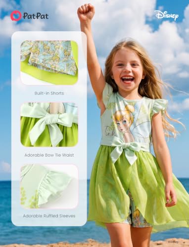 Image of Disney Princess Frozen Elsa Minnie Mouse Stitch Toddler Girl Romper With Skirt Overlay Summer Jumpsuit with Bow 2-6 Years