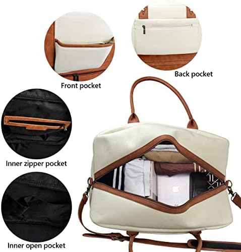 Weekender Bags for Women Canvas Leather Duffle Bag Overnight Travel Carry On Tote Bag with Luggage Sleeve Perfect for Travel/Daily Use/Birthday Gift 6 Weekender Bags for Women Canvas Leather Duffle Bag Overnight Travel Carry On Tote Bag with Luggage Sleeve Perfect for Travel/Daily Use/Birthday Gift