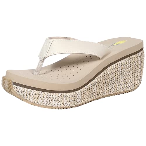 Image of Volatile Island Wedge Sandals for Women Featuring Slip-On Thong Platform Style with EVA Insole and Rubber Outsole