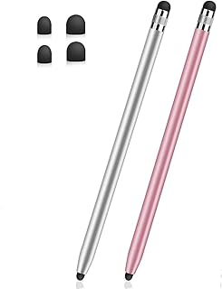 Smozer Stylus Pens for Touch Screens(2-Pack), Sensitivity & Precision Stylus Pens for iPhone/iPad Pro/Samsung Galaxy/Tablets and All capacitive Touch Screen Devices + 4 Replaceable Rubber Tips