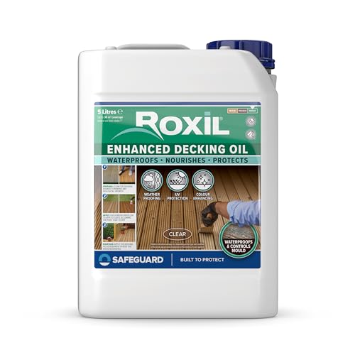 Roxil aceite protector para terrazas exteriores de madera - 5L - Revive y enriquece el tono natural de la madera, proporcionando protección contra la intemperie para la terraza