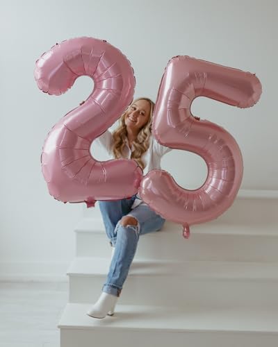 Image of Pearlescent Pink Number 10 Balloons 40 inch, 10 Number Balloons, 10th Birthday Decorations 10 Year Old Pastel Pink Party Supplies