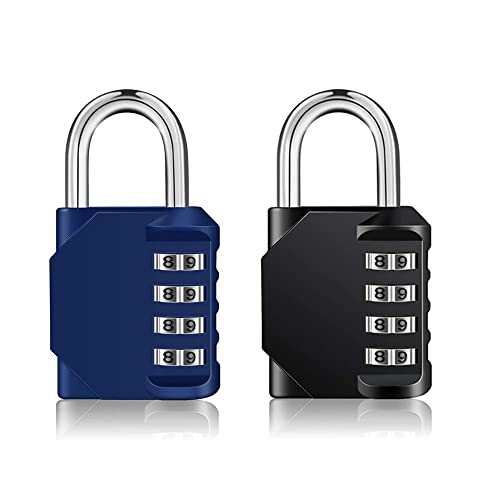 Image of ZHEGE Combination Locker Lock, 4 Digit Outdoor Padlock for Gym, School, Gates, Doors, Fence, Hasps and Storage（Blue and Blcck）