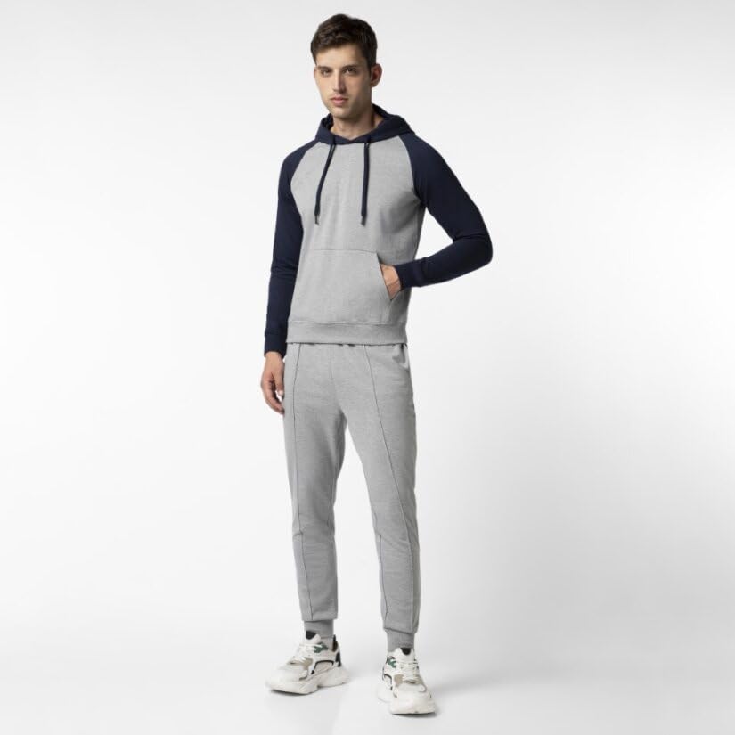 Image of FYLTR Men's Casual Colourblock Raglan Hoodie with Drawstrings - Utility Pockets | Ribbed Hem & Cuff | Winter Hoodie for Men