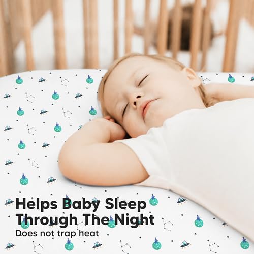 Image of KeaBabies 2pk Baby Crib Sheets for Boys Girls, 52x28 Fitted (Space Quest) | Viscose Derived from Bamboo, Toddler Bed Sheets Neutral, Fitted Crib Mattress Sheet for Standard Baby Bedding, Soft, Cozy
