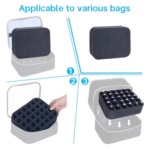 Image of Nail Polish Organizer Holder Foam Pad with Slots for Storage 30 Bottles (15ml /0.5fl.oz) Nail Polish or Essential Oil Tray for Drawers Black