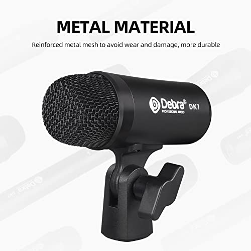 D Debra DK7 Pro 7-Piece Wired Drum Microphone Kit for Performing and Recording Drummers, Includes Mics, Mic Clip with Options for Kick Drums, Snare, Rack/Floor Toms, Congas and Cymbals