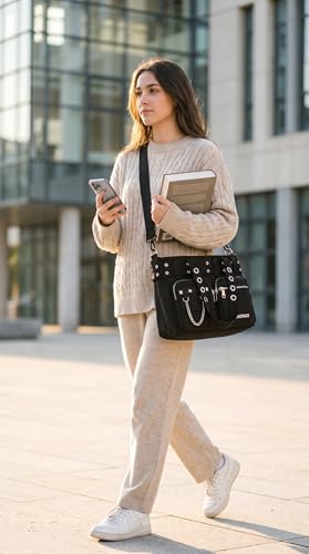 Bolso Tote para mujer estilo Y2K Makukke en lienzo negro miniatura 3