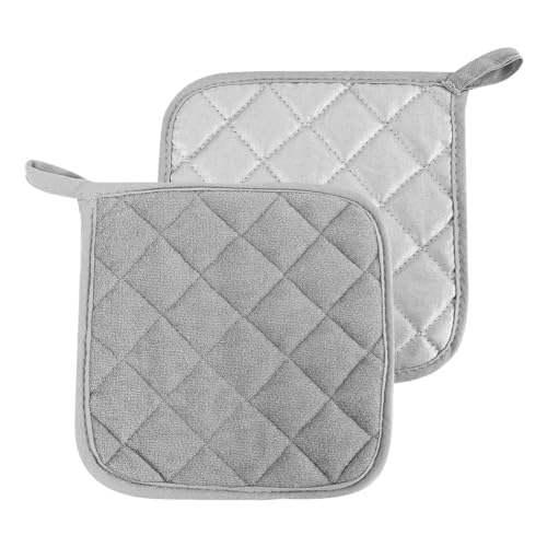 Maniques de cuisine en coton, accessoires pour cuisine, casseroles, four, résistant à la chaleur, lavable, grande, lot de 2 pièces (gris léger)