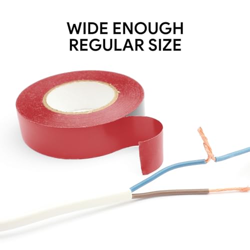Image of Flame Retardant Red Electrical Tape; 3 /4 Inch * 66 Feet; PVC Electric Tape for Under 600V Electric, Repair, Home Outdoor Indoor Wire Insulation, 5℉ to 221℉ (1, Red)