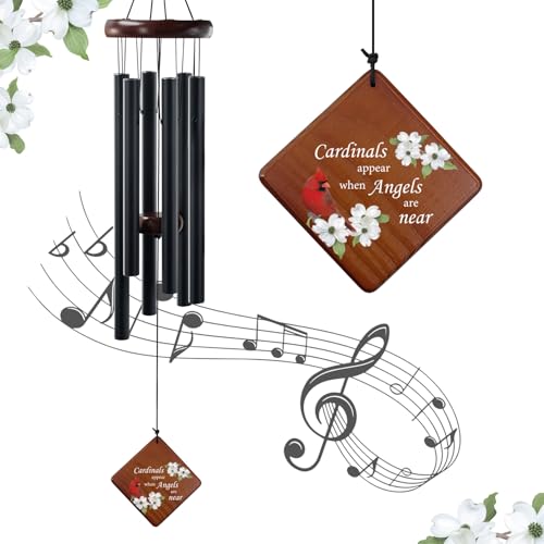 Image of 36 inch Memorial Wind Chimes Sympathy Gift - Cardinal Windchimes in Loving Memory of Loved One, Memorial Cardinal Gifts for Loss of Mom /Dad, Bereavement,Condolence,Funeral Grieving