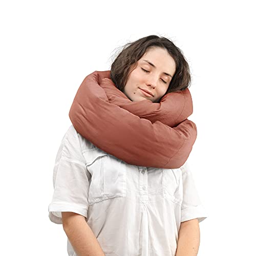 Huzi Design Infinity Pillow - Reisekissen Nackenkissen Ideal für Reise Büro Entwurf Weiches Nackenstützkissen (Terracotta) - Image 6