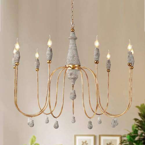 38.5" Large Farmhouse Chandeliers for Dining Room, 9-Light French Country