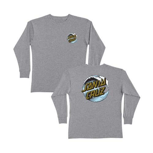 SANTA CRUZ Wave Dot L/S Midweight T-Shirt Ath HTHR w/Gold Med Youth