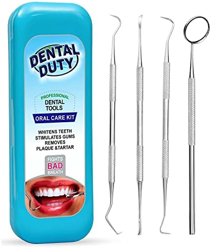 Dental Duty Dental Tools, Dental Pick for Teeth Cleaning Tools – Plaque Remover for Teeth with Teeth Cleaning Kit - Stainless Steel Dental Mirror for Teeth, Scraper and Scaler, (Aqua)