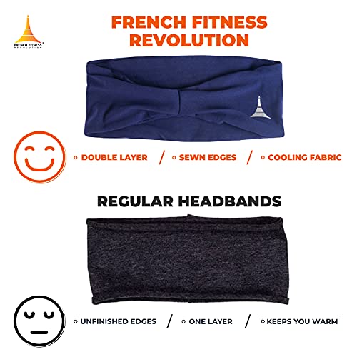 Image of French Fitness Revolution Mens Headband - Guys Sweatband & Sports Headband for Running, Crossfit, Working Out and Dominating Your Competition - Performance Stretch & Moisture Wicking