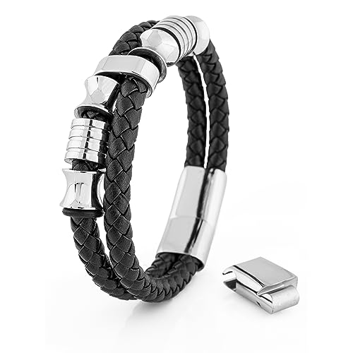 Bracelet cuir Akitsune Gracilitas en acier pour homme et femme