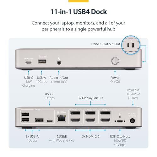 Docking station USB4 triple 4K 60Hz con puerto Ethernet 2.5GbE para laptops 2