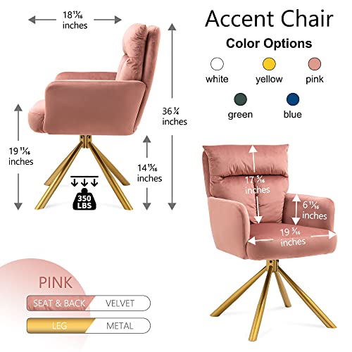Sillón Giratorio Moderno Terciopelo Rosa miniatura 2