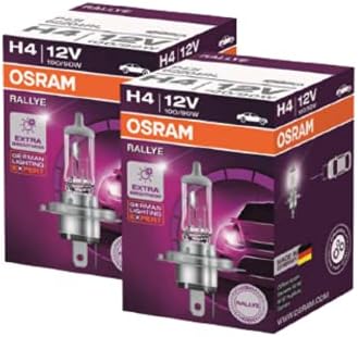 Osram Rallye H4 Halogen Lamp 62204 Exterior Headlight Bulb (12V, 100/90W, Pack of 2 Bulbs) - ( LIGHT YELLOW )