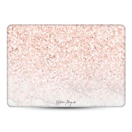 Skin vinyle or rose marbre pailleté compatible MacBook Pro 15.4