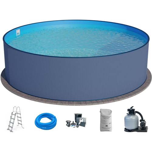 Planet Pool Stahlwandpool Set (7-teilig) hoch rund 300 x 120 cm...