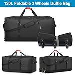 Finnhomy 120L Foldable Rolling Duffel Bag with 3 Wheels, Light Weight Travel Duffel bag with Large Loading Capacity, 32 inch Rolling Duffel bag with Shoulder Strap for Travel Camping Sports - Image 3