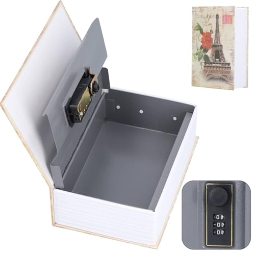 Hapivida Coffre-Fort en Forme de Livre, Livre de Clés Coffre-Fort pour Objets de Valeur, Password Creative Cash Box Boîte en Acier Inoxydable Sécurité