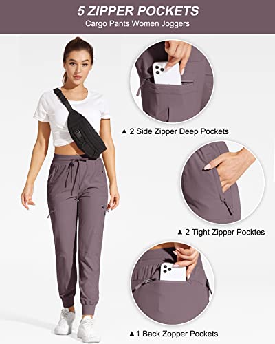 VILIGO Damen Jogginghose Cargohose Leichter Wanderhose Schnelltrocken Trekkinghose Lila M
