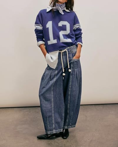 yoeasy Women's Wide Leg Baggy Jeans Drawstring Low Rise Barrel Jeans Casual Loose Boyfriend Y2K Denim Pants2