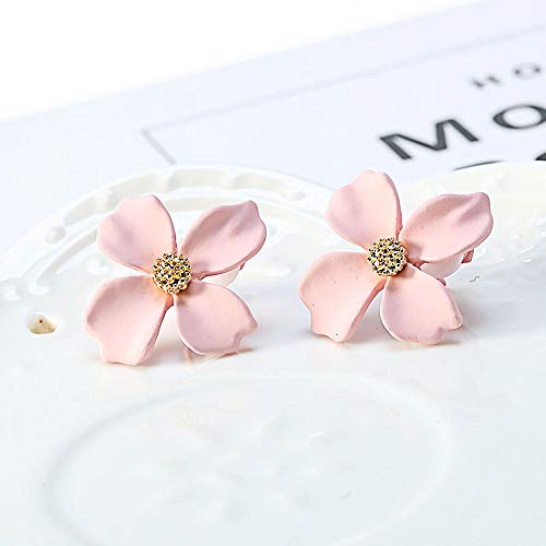 Grace Jun Enamel Paint Clover Leaf Clip On Earrings No Pierced For Women Party Wedding Charm Ear Clip (Pink) #TOP3
