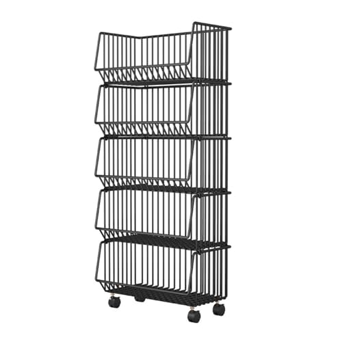Genérico Cesta de Frutas, Carrito de Cocina de Alambre de 5 Niveles con Ruedas, estantes de Almacenamiento de Metal versátiles para Sala de Estar, Cocina, Oficina, despensa y rincón.(12.20in)