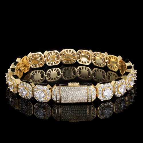 14K Gold Over S925 Ice Sugar Chain Moissanite Bracelet for Men, Best Hip-Hop Style, Street Style Gift2