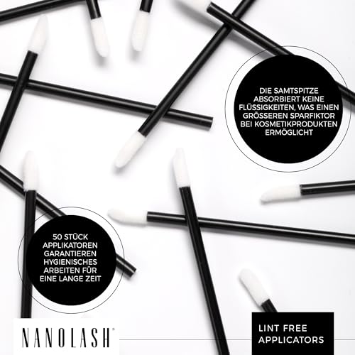 Velours-Applikatoren für Wimpern und Augenbrauen Nanolash 50 Stück - Einweg-Wimpernapplikatoren, Fusselfreier Applikator