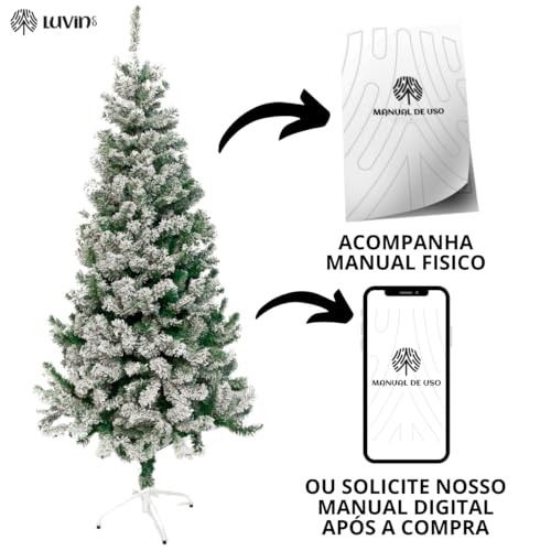 Árvore De Natal Alpina Neve Pequena Nevada Luxo 1.50 Pinheiro 400 Galhos Branca Cheia