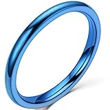 Jude Jewelers 1.5mm Stainless Steel Classical Plain Stackable Wedding Band Ring (Blue, 7)