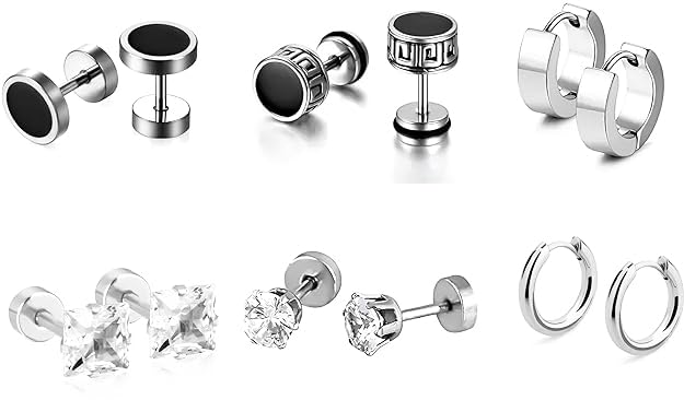 AMAAL Earrings men boys boyfriend girls women gents unisex Valentine gifts Stainless Steel Piercing Clip on Screw Bali Pierced Hoop Stud Huggie Magnetic earrings for boys silver black gold blue A172 (B0CT3DQR2T) Amazon Price History, Amazon Price Tracker