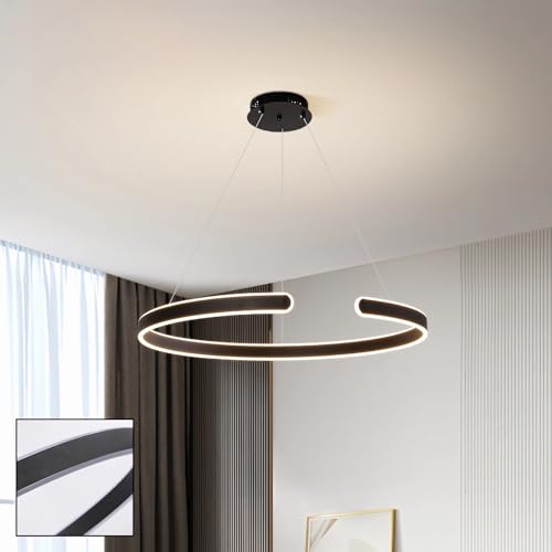 Lampe suspendue LED pour table de salon en anneau blanc à intensité variable