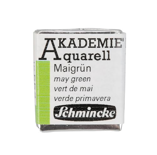 Schmincke – AKADEMIE® Aquarell, feine Künstler-Aquarellfarben, Maigrün, 16 552 044, halbes Näpfchen, Aquarellmalerei, vegane Wasserfarbe