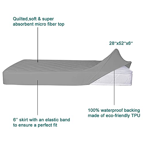 Image of Yoofoss Waterproof Crib Mattress Protector, Quilted Fitted Crib Mattress Pad, Ultra Soft Breathable Toddler Mattress Protector Baby Crib Mattress Cover Breathable and Hypoallergenic (28''x52'')