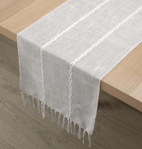 Camino de Mesa Gris 180×32 cm - Tejido Suave Tipo Lino - Estilo Moderno y Elegante - Decoración para Comedor y Salón - Lavable a Máquina