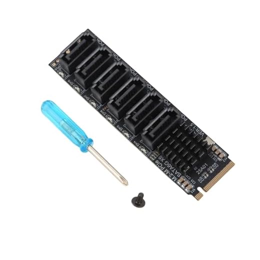 M.2 auf SATA3.0, Erweiterungskarte, 6 PortsSATA 3.0 Controller PCIe Erweiterungskarte für ASM1166 Chip, Adapterkarte PCIE3.0 X2 16 Gbit/s, SATA3.0 6 Gbit/s X 5 Unterstützt 6 SATA Geräte